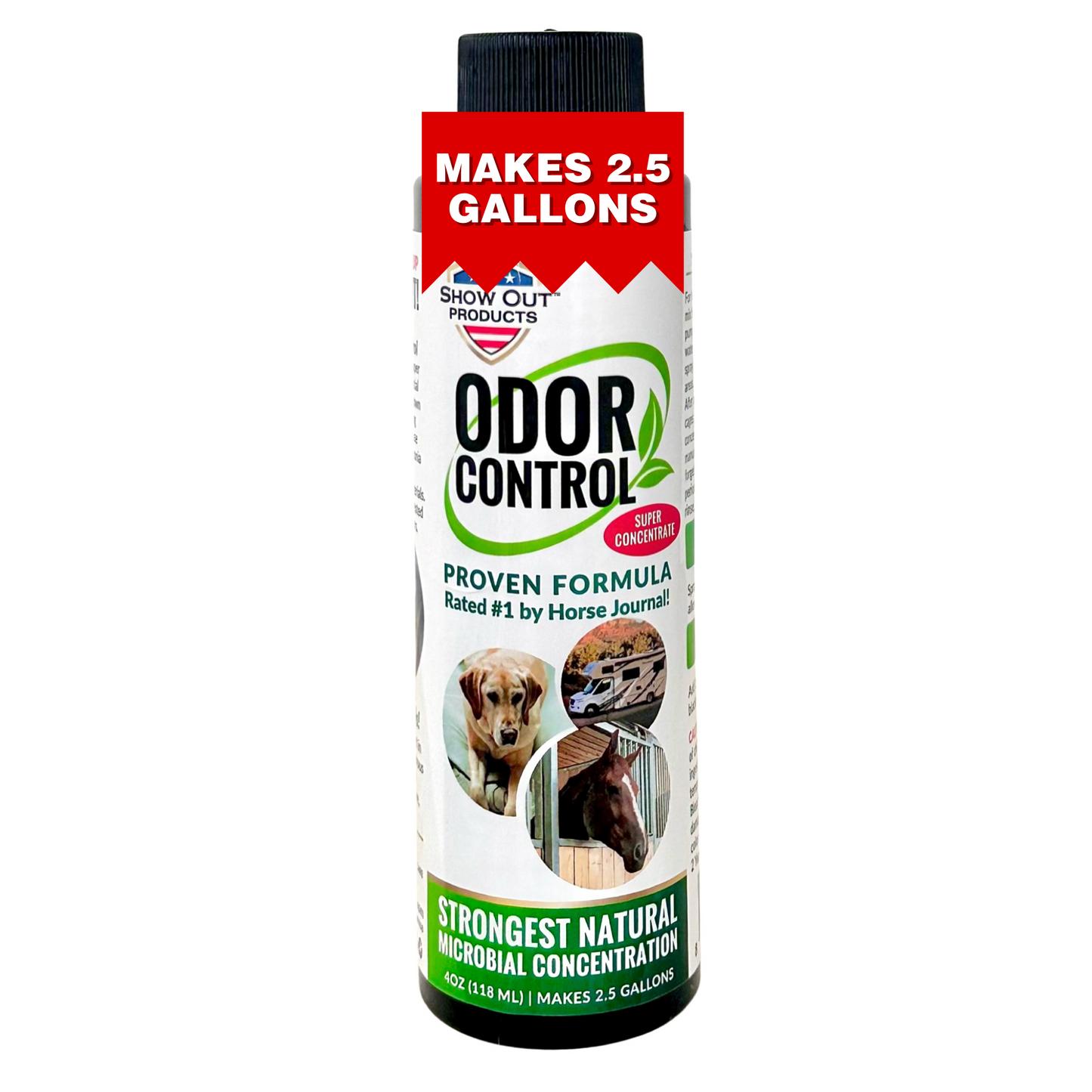 Show Out Odor Control & Urine Smell Remover - Eliminates Odors from Dog, Pet, Horse, Cat, Trailers, Carpet and Homes - Makes 2.5 Gallons of Spray. Pee Odor Destroyer, Eliminator & Enzyme Cleaner