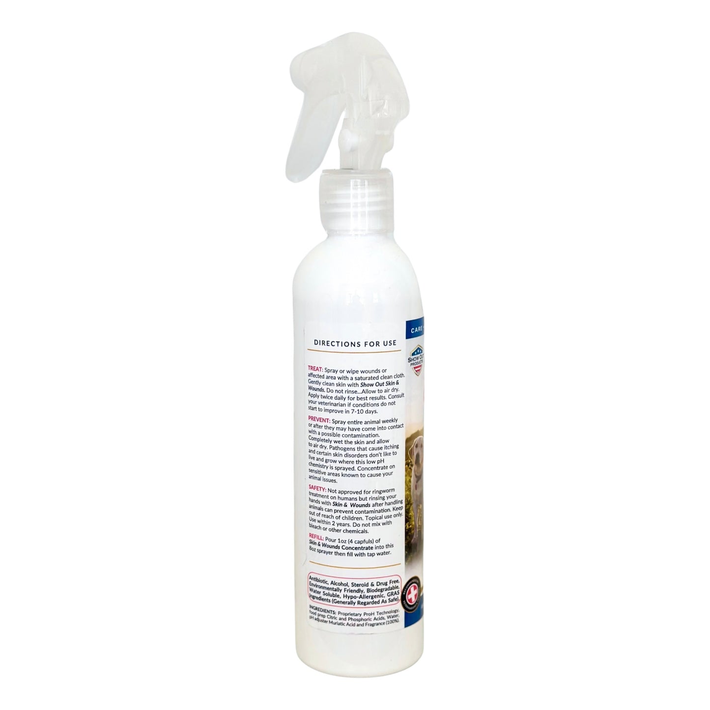 Show Out Skin & Wounds Spray for Dogs & Cat - Remedy for Dog Hot Spot, Dry Skin, Rash, Skin Infection, Ringworm, Mange, Itchy Paws, Irritation on Skin, Skin Allergy, Wound Care (8oz)