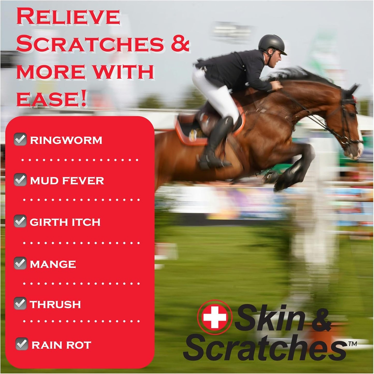 Show Out Skin & Scratches 24 oz Ready to Use Spray- Fast Relief and Prevention for Horse Care. Use on Equine Scratches/Mud Fever, Girth Itch, Mange, Thrush, Rain Rot, Ringworm, etc